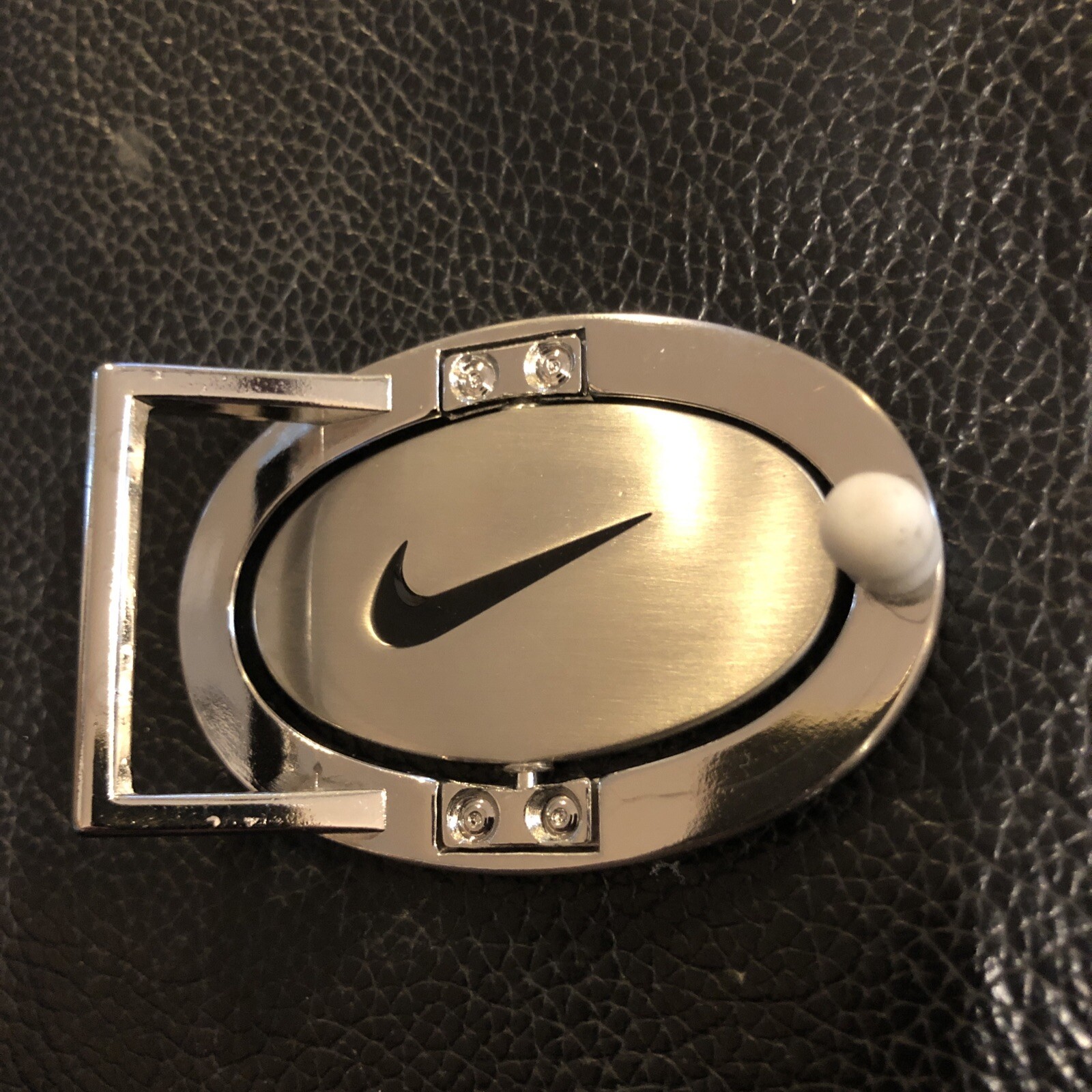 Nike Spellout Swoosh Silver Black Pink Belt Buckle