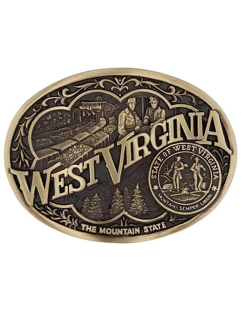Montana Silversmiths State Heritage Antiqued Oval Brass Western Belt Buckle New