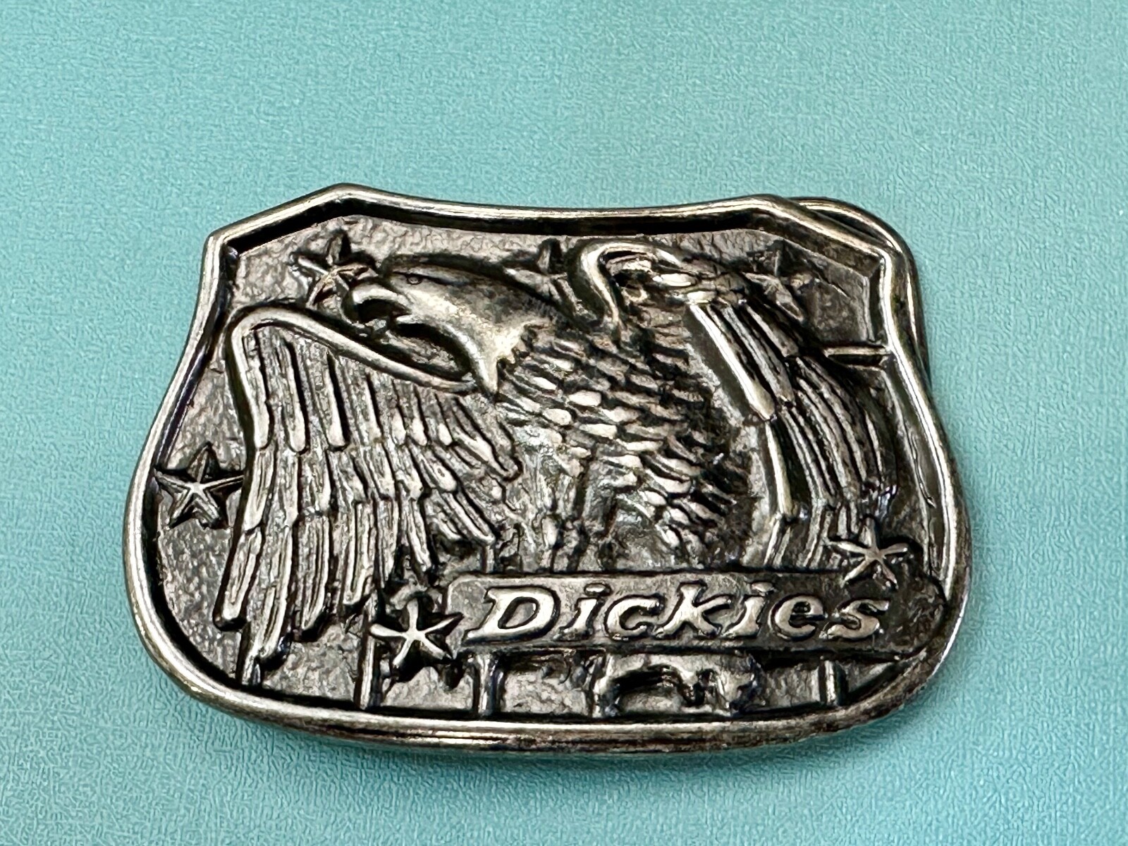 Dickies Screaming American Eagle and Stars USA Silver Tone Belt Buckle