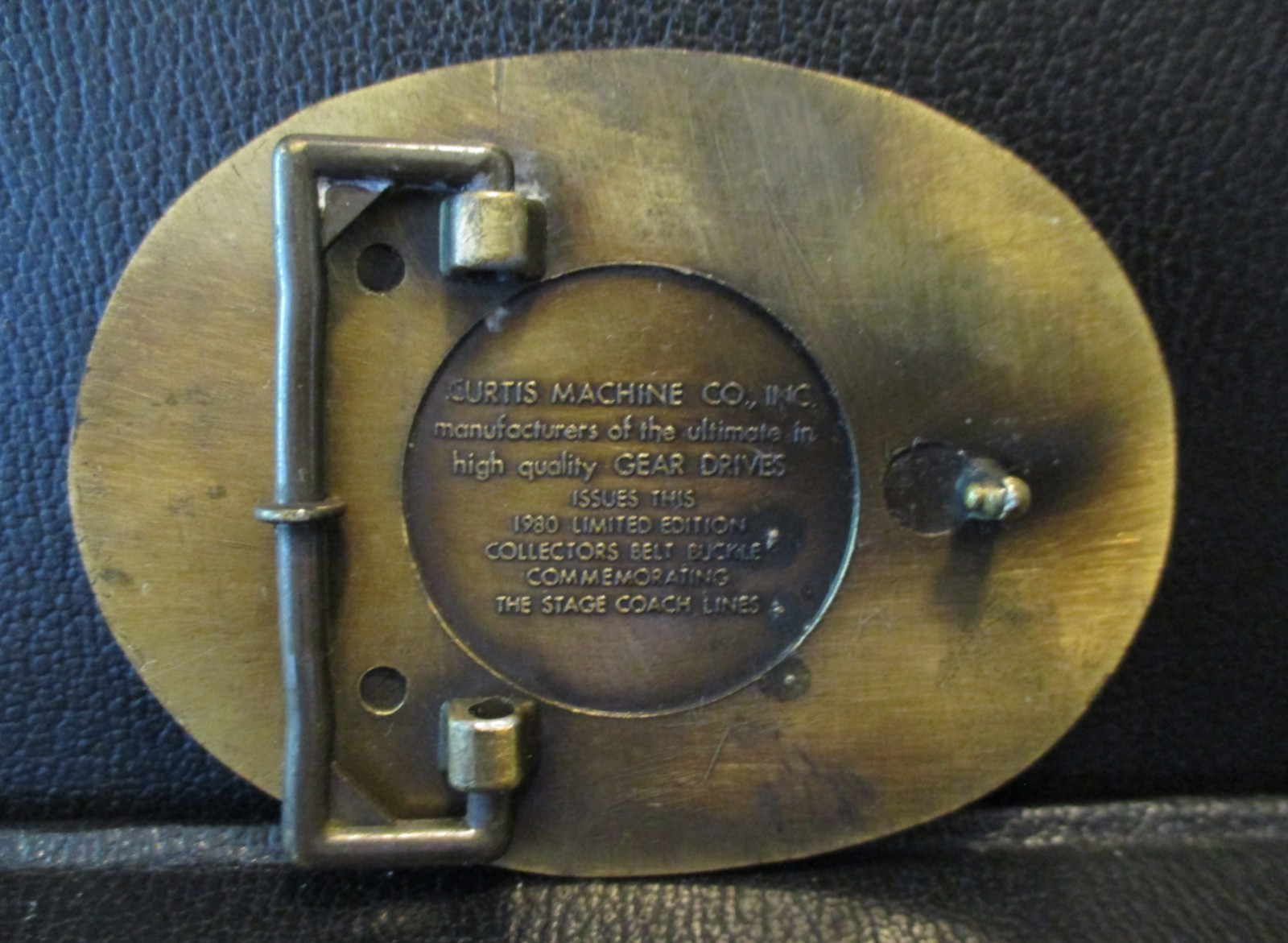 Curtis Machine Co Dodge City Kansas The Stagecoach Lines Brass Belt Buckle 1980