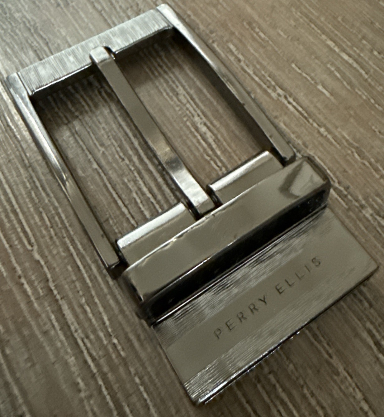 Perry Ellis Reversible Dark Silver Tone Simple Basic Belt Buckle fast shipping!!