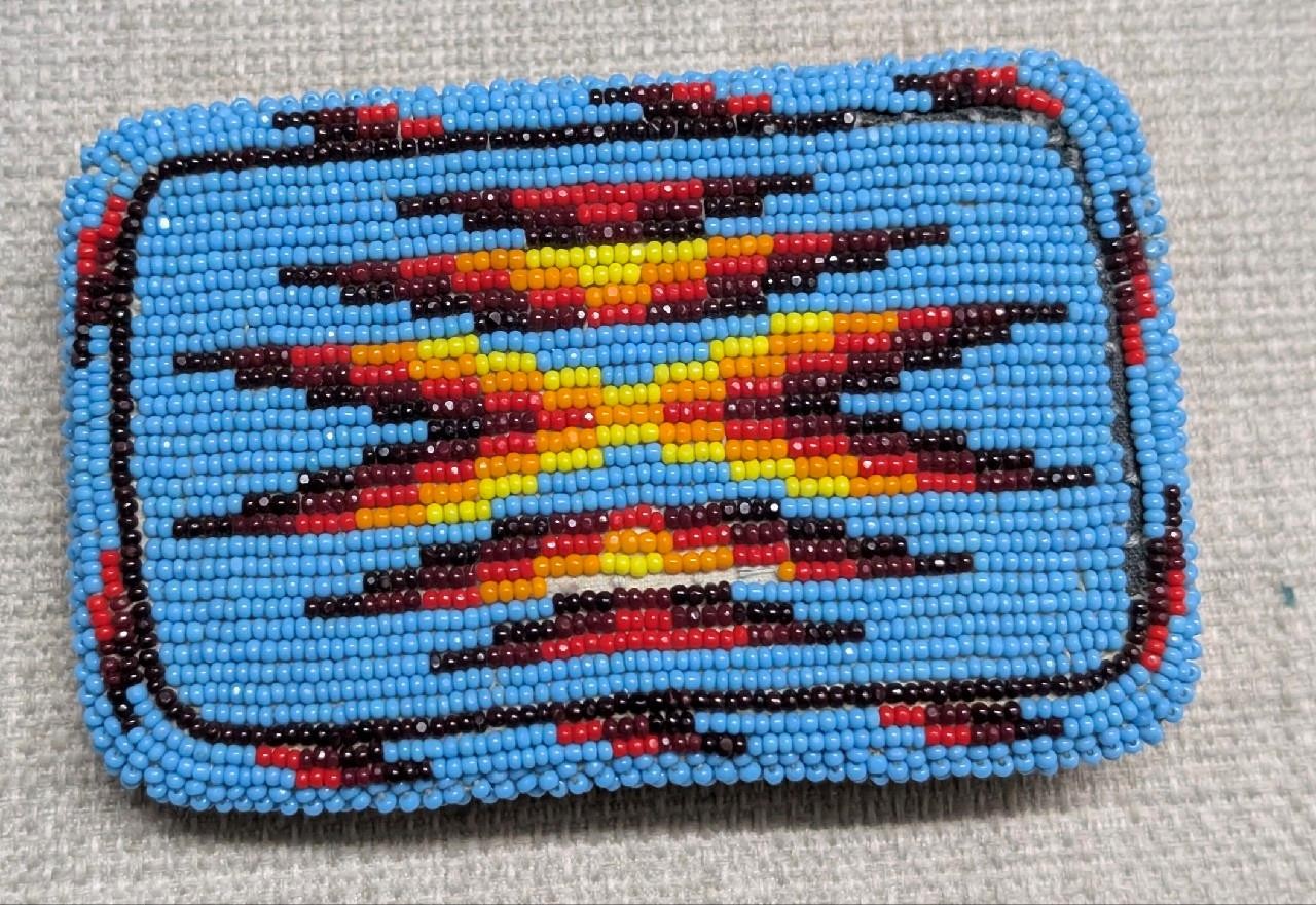 vintage NATIVE AMERICAN belt buckle BEADED handcraft NAVAJO indian western