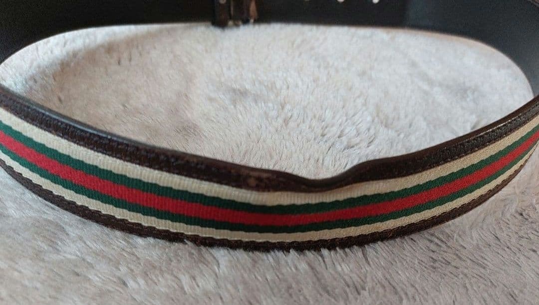 GUCCI Pre-Owned Brown Leather Striped Belt Vintage