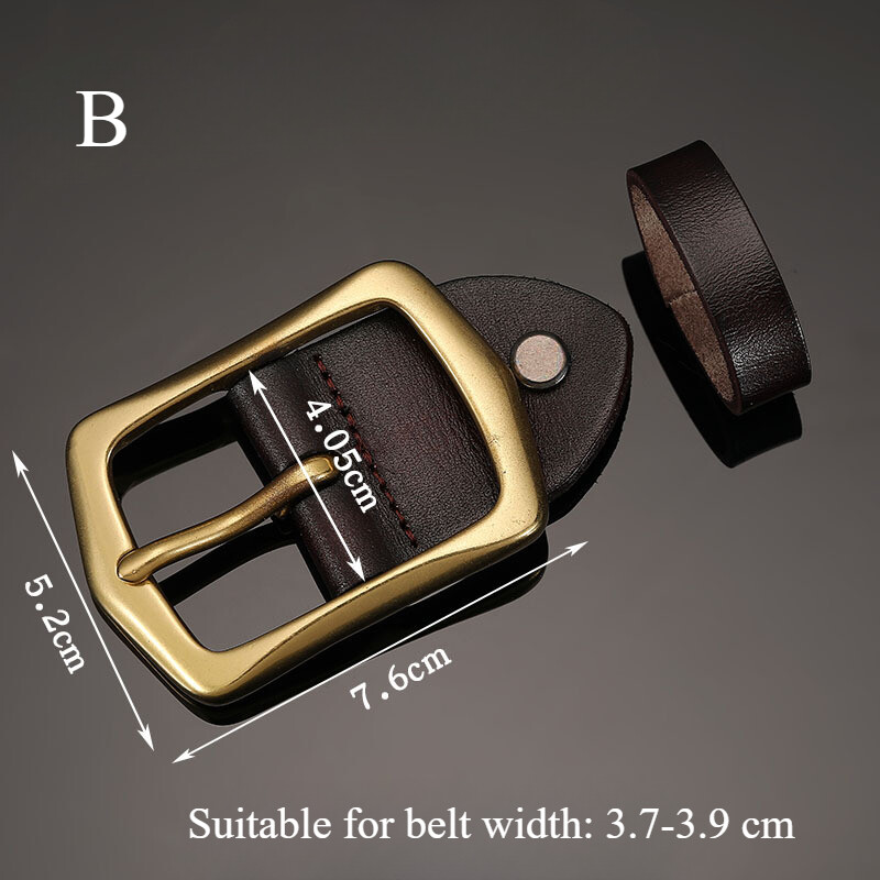 1x Replacement Brass Belt Buckle Single Prong with Strap Classic Black Retro New
