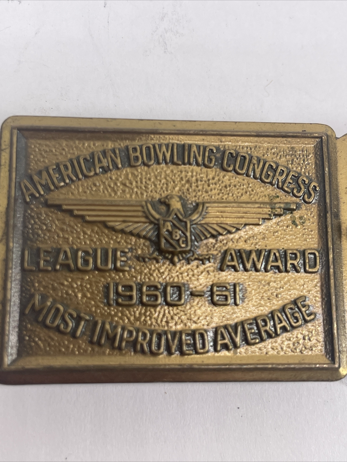 1959-1960 American Bowling Congress League Award Belt Buckle Most Imprvd Average