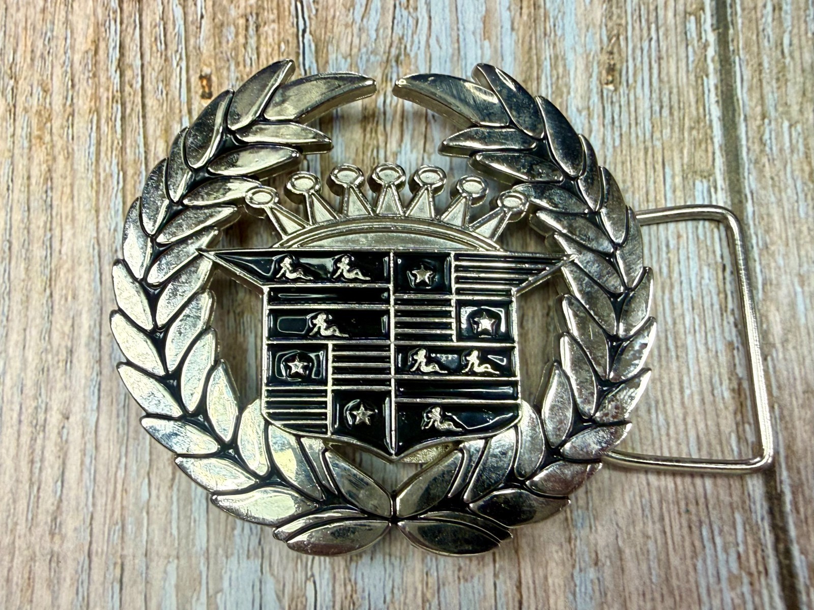 Cadillac Crown Logo Emblem Olive Branches and Flag 90&rsquo;s 187 Inc Belt Buckle