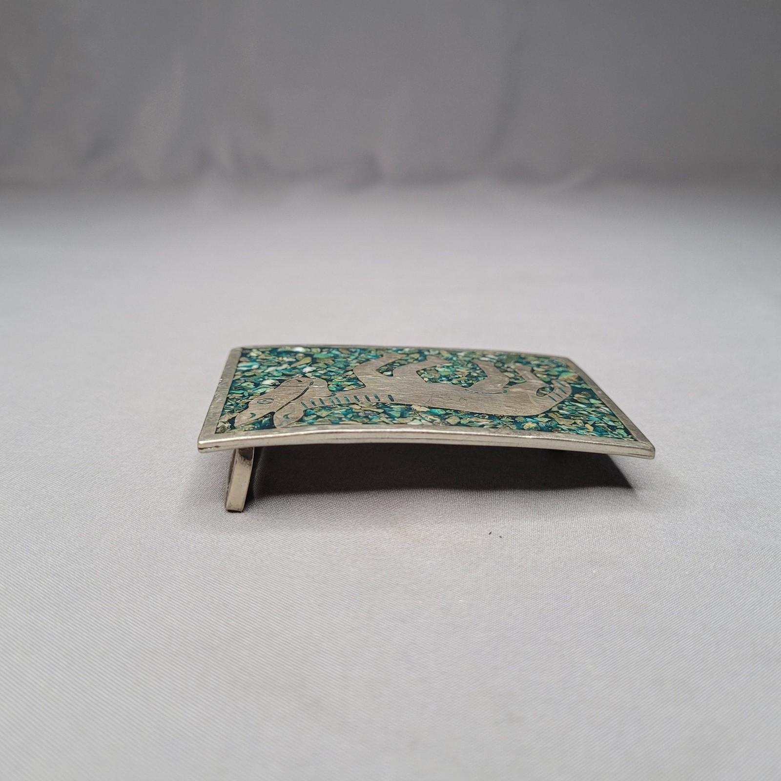 Vintage Donkey Burro Stone Inlay Belt Buckle Mens One Size Green Western Mexico