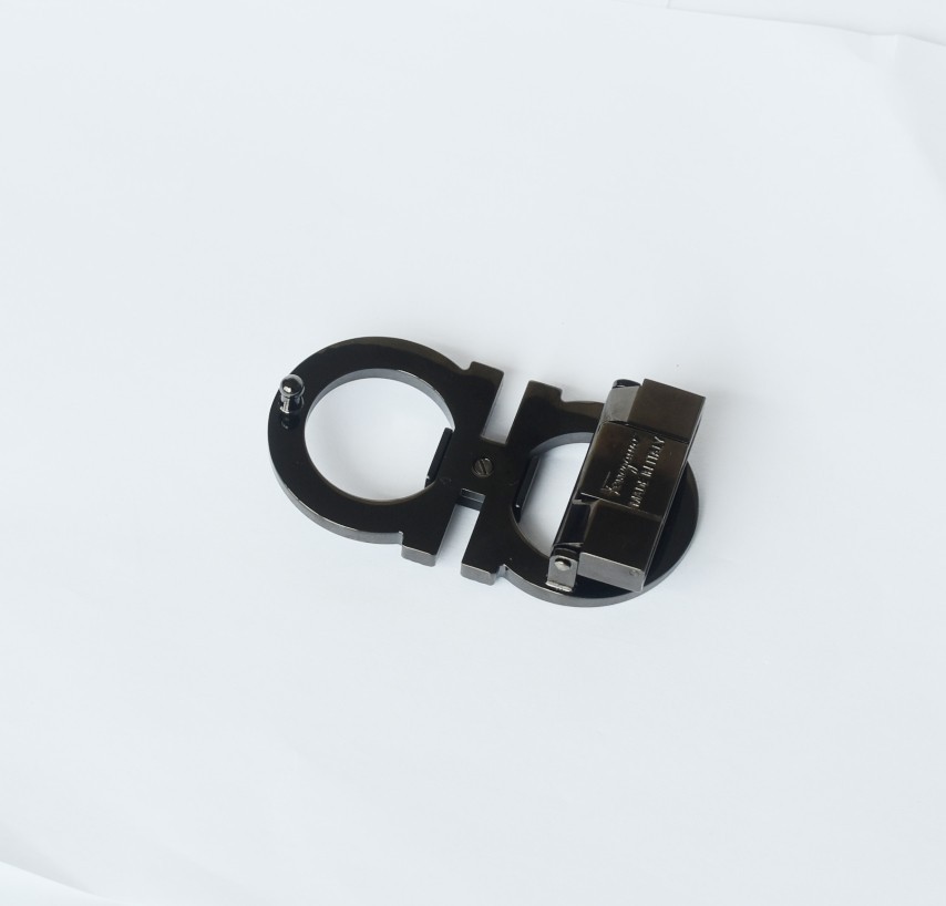 Ferragamo Gancini Gunmetal Textured Belt Buckle Fits 1.38&Prime; W Leather Belts
