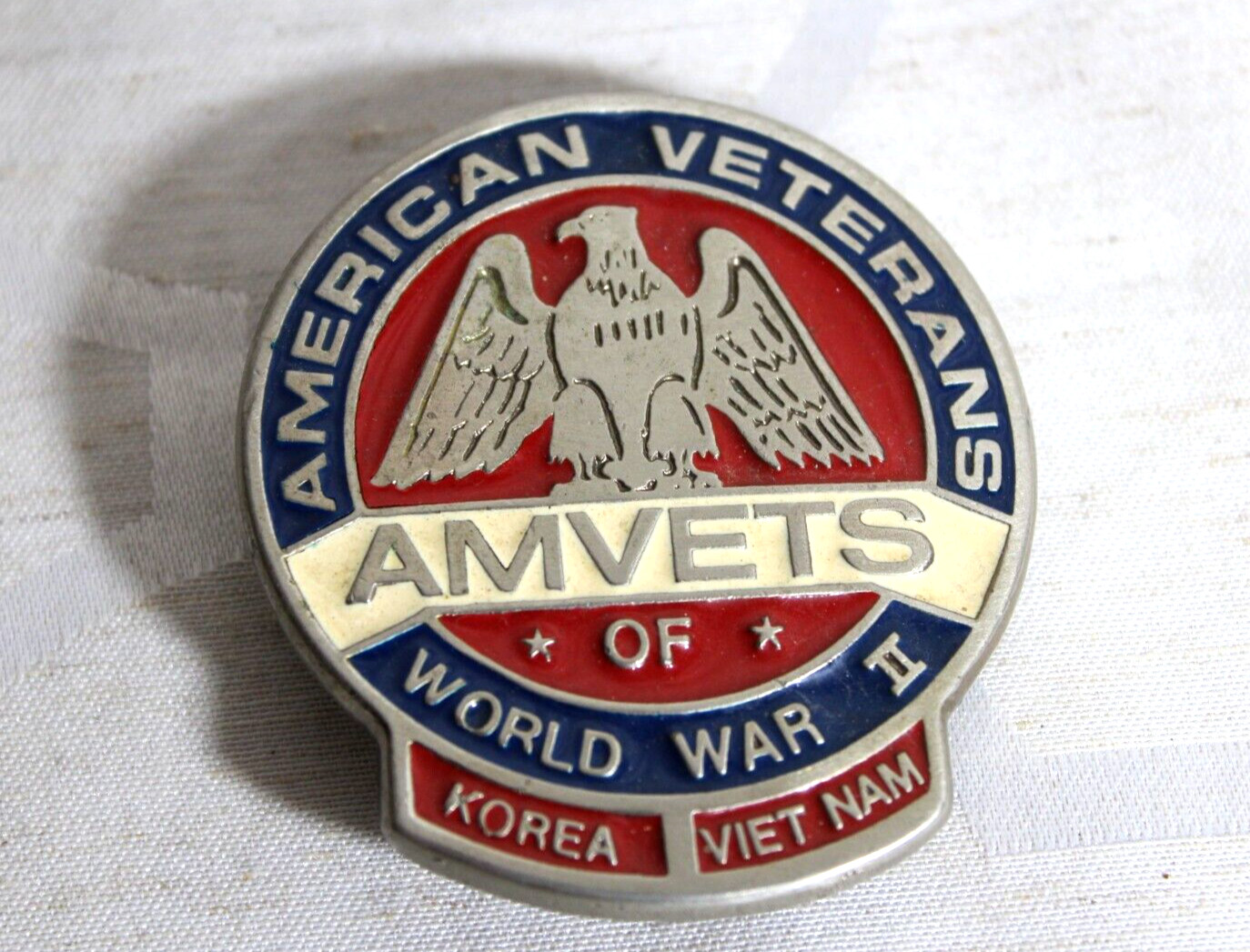 AMVETS American Veterans of World War II Korea Vietnam Belt Buckle 2307