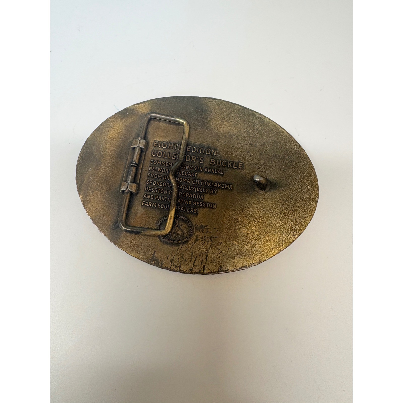 Vtg 1982 Hesston National Finals Rodeo Belt Buckle NFR All Around Cowboy Brass