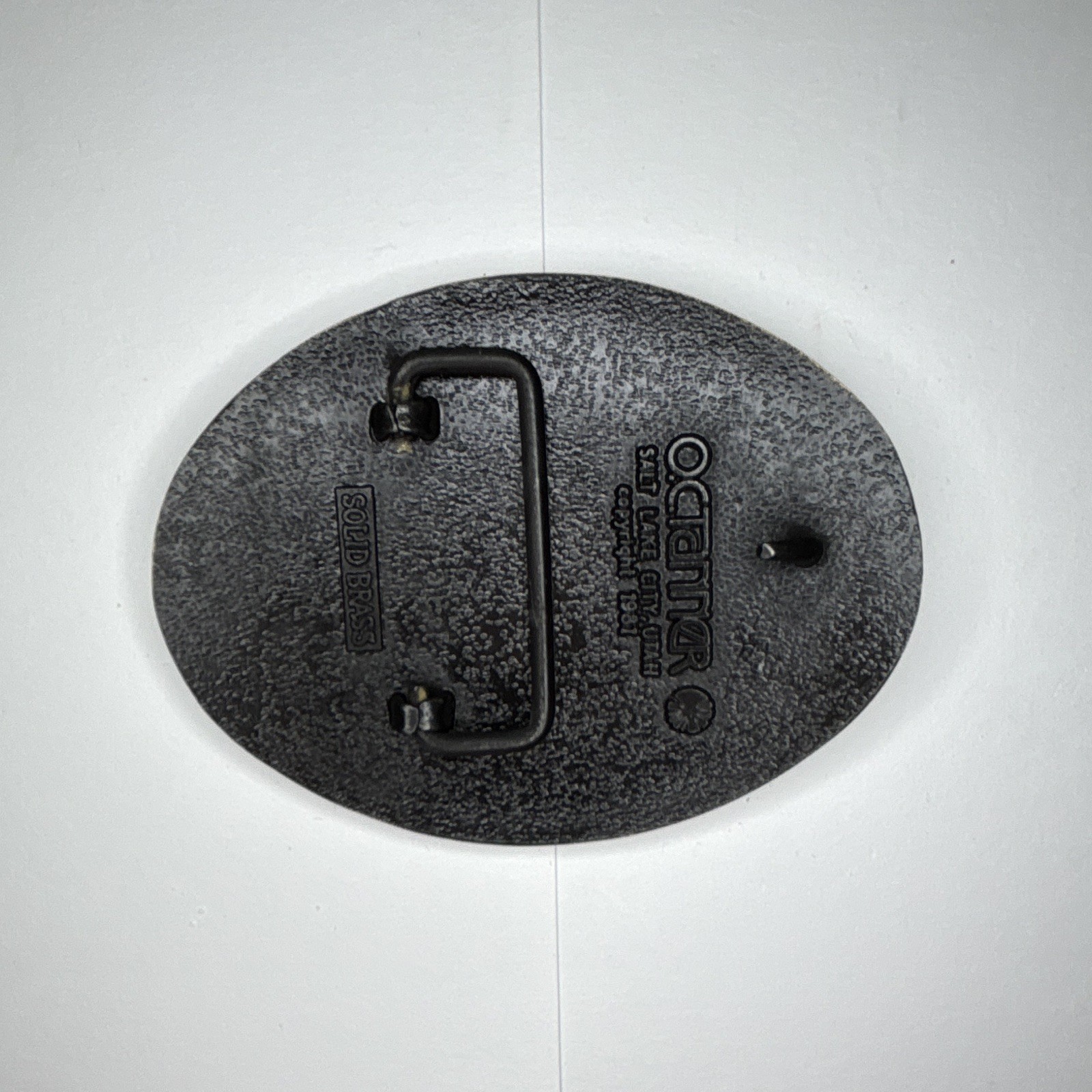Vintage Metal Western Belt Buckle Oil Pumpjack Oval Silver/Black 1.75&Prime;