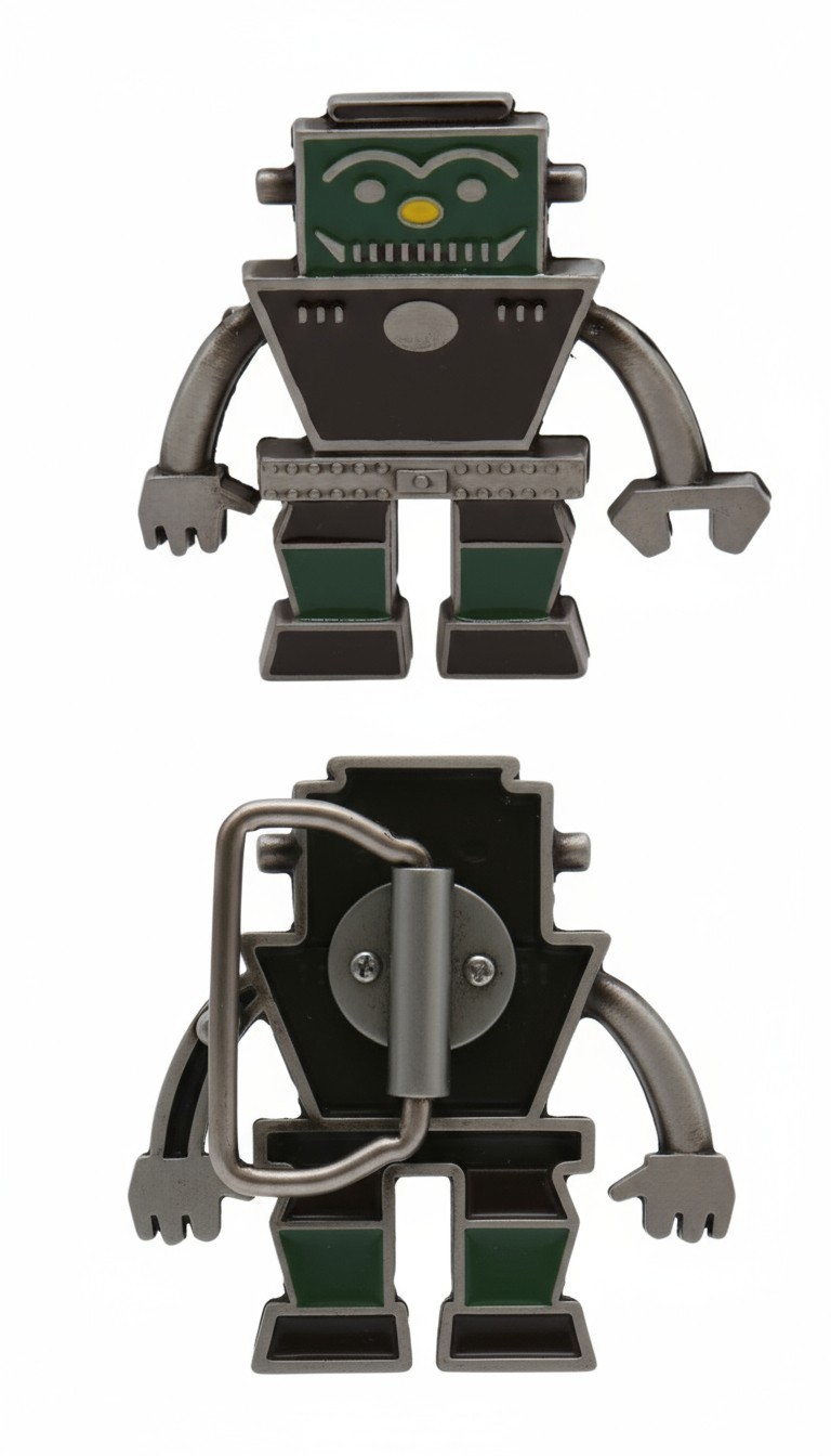Men Women Silver Metal Fashion Belt Buckle Robot Animation Statement Drip Style