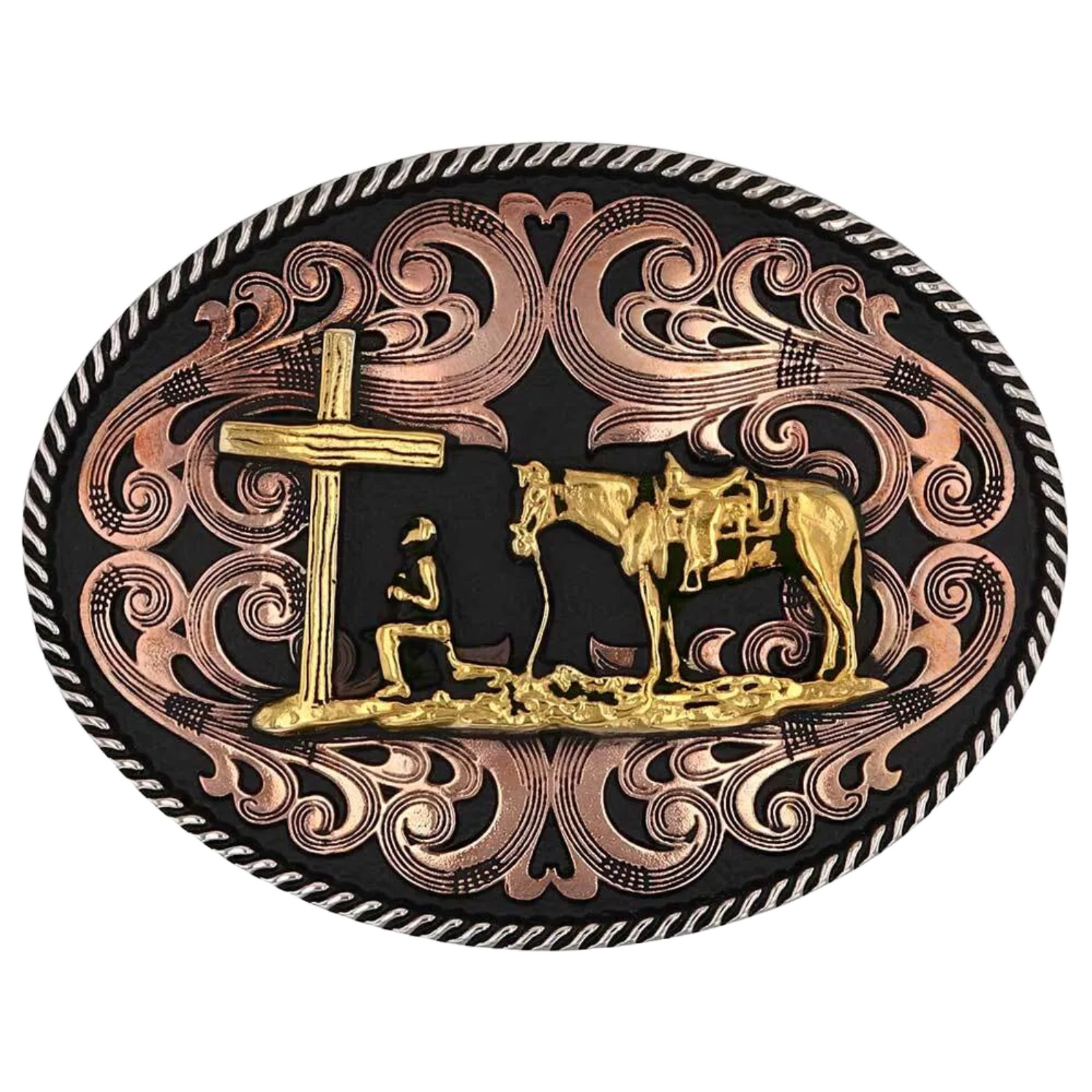 Montana Silversmiths Tri-Tone Christian Cowboy Attitude Buckle A1005