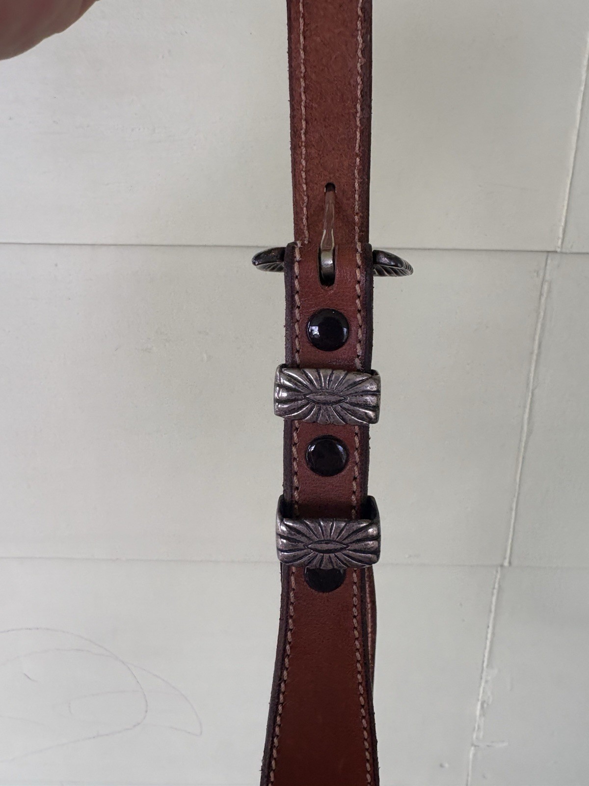 Douglas Magnus 4 Piece Sterling Silver Santa Fe Buckle Brown Leather Belt