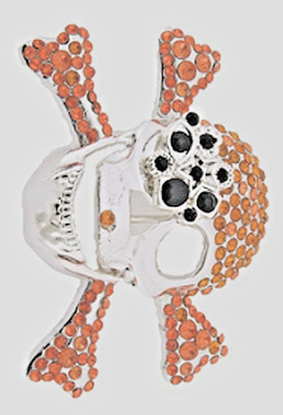 Skull Belt Buckle Crossbones Feather Halloween Pirate Costume Orange Bling Metal
