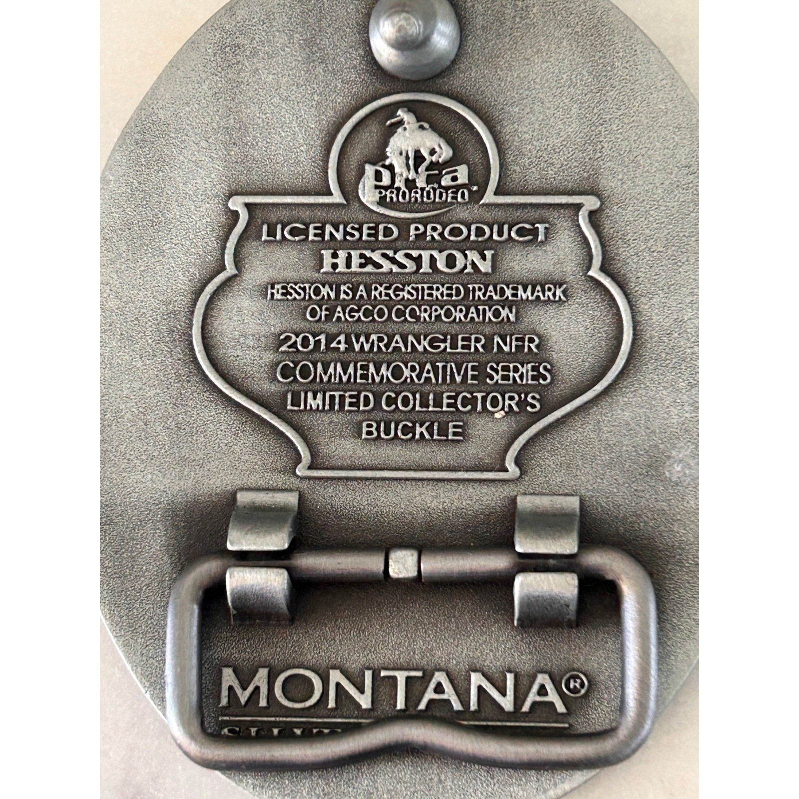 Montana Silversmiths Pewter 2014 Hesston National Finals Rodeo NFR Belt Buckle
