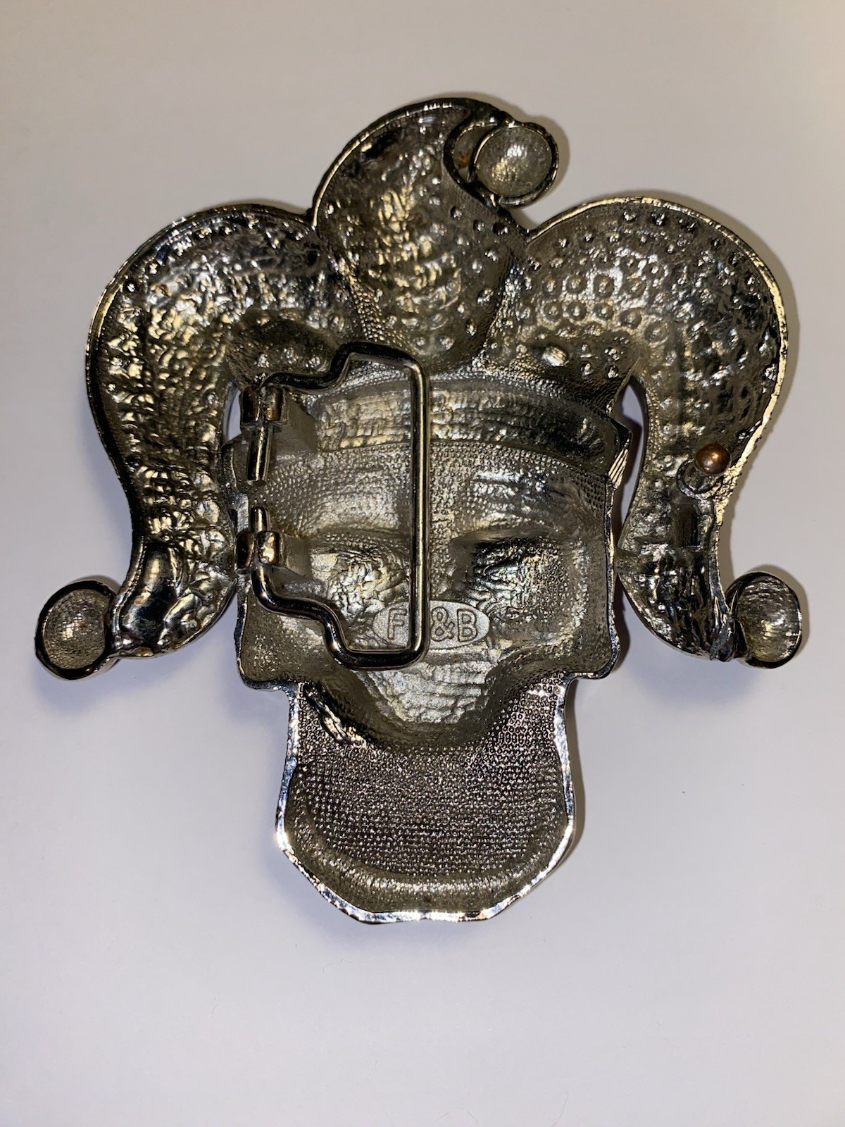 Iced Bling Skull Jester Belt Buckle Rhinestone Encrusted Jester Hat By FL&B.