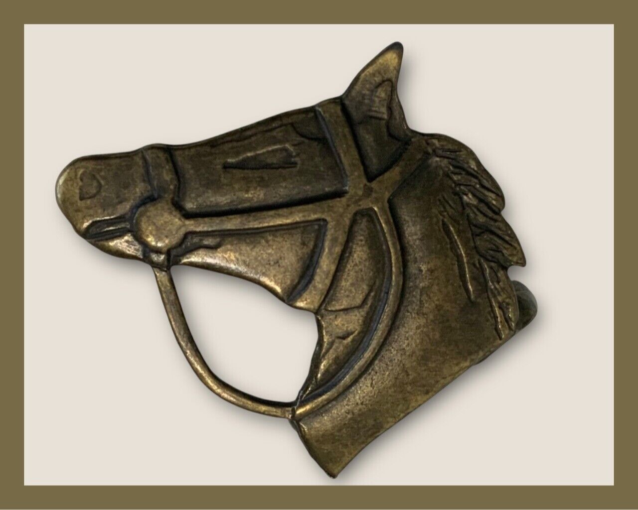 Vtg Horse Head W/Bridle Belt Buckle-Made In Italy – 2½ x 2¼” – 100% Zinc – NWT