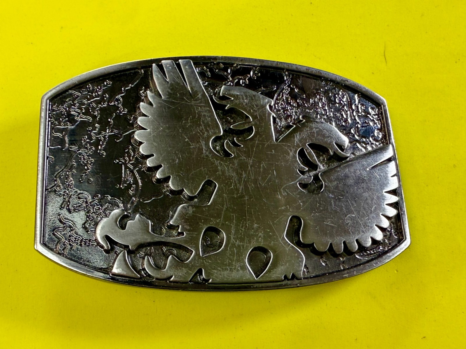Eagle Phoenix Bird Spreading Wings Multi Layer Silver Color Belt Buckle
