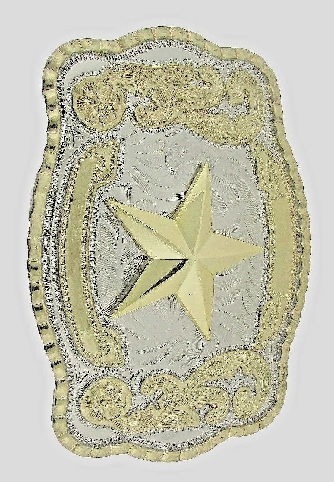 Vintage Lone Star Belt Buckle Texas Cowboy Gold Silver Metal Western Rodeo Men