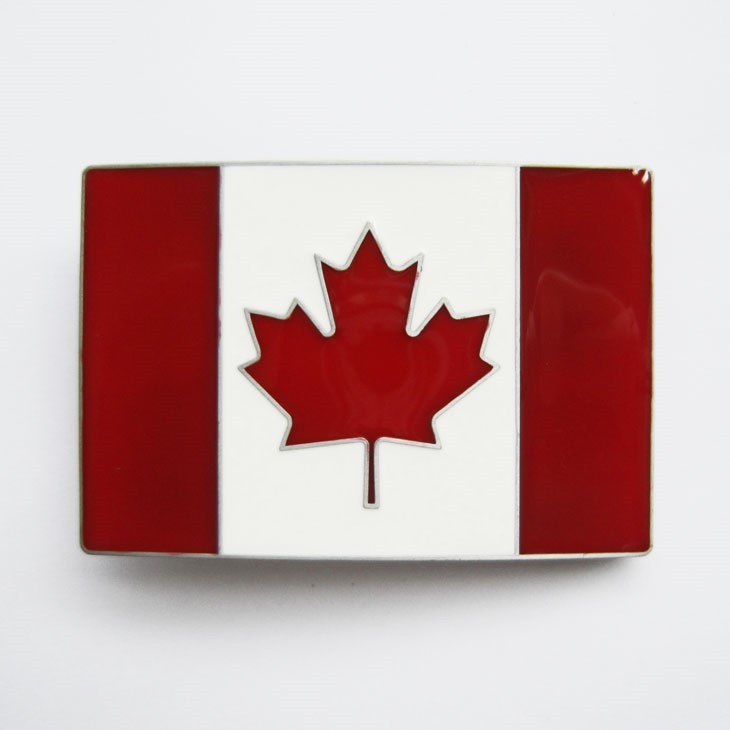 CANADA FLAG RED WHITE PATRIOTIC MAPLE LEAF COUNTRY BELT BUCKLE
