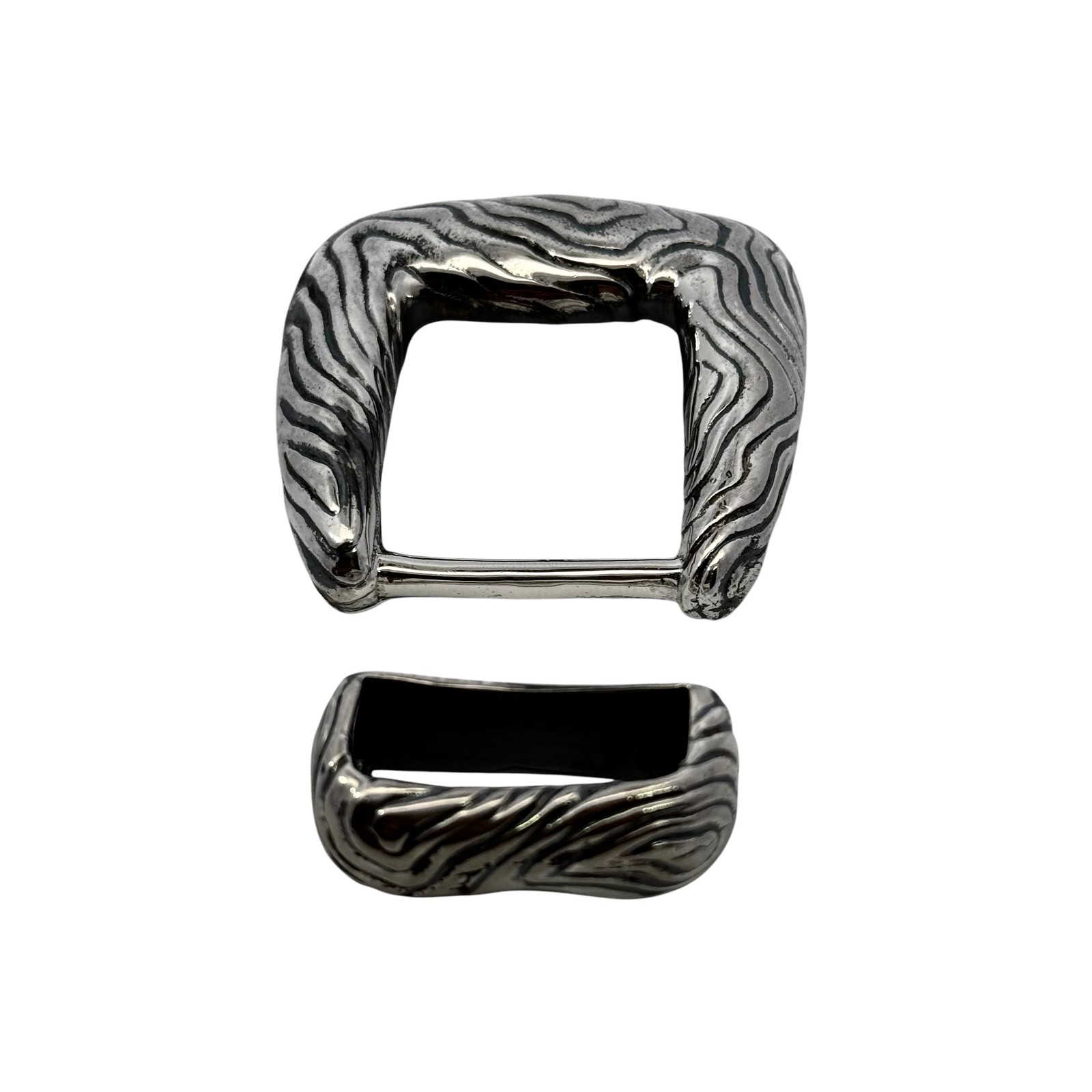 Tiffany & Co Ladies Wood Grain Fashion Belt Buckle Sterling Silver Estate TIF877