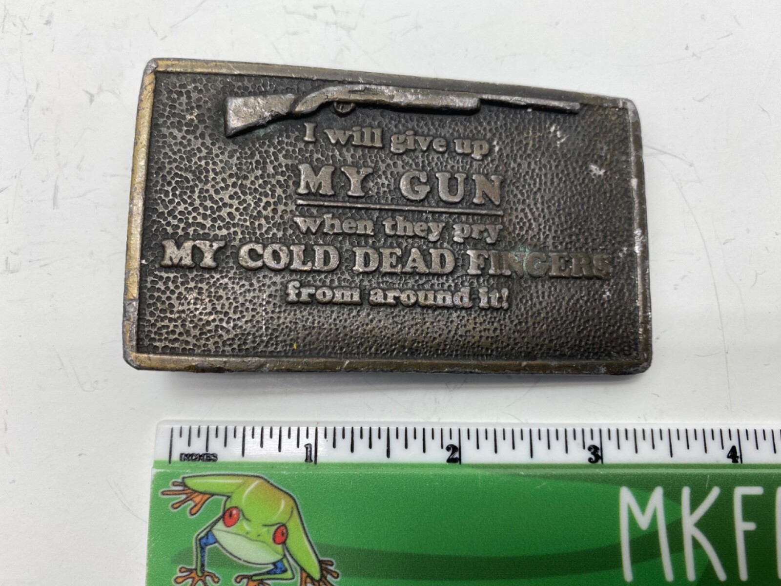Vintage I Will Give Up My Gun Dead Fingers Belt Buckle Second 2nd Amendment