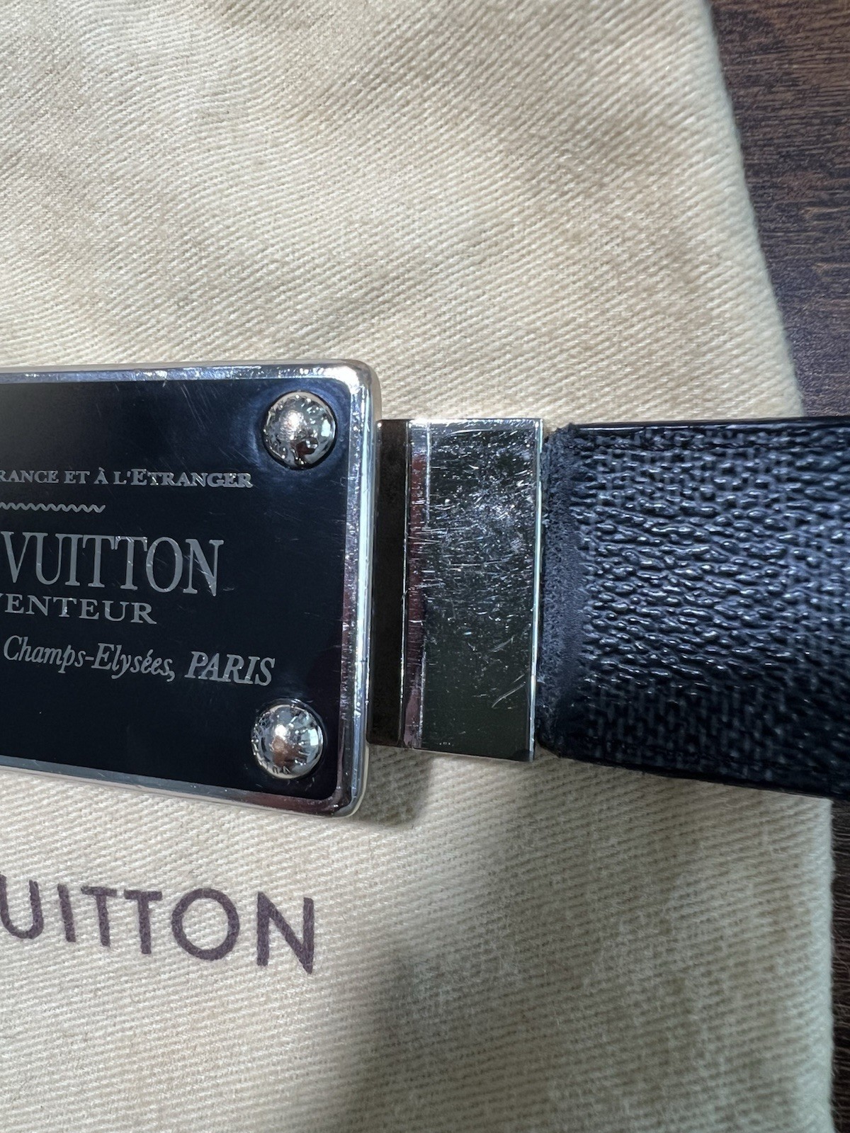 Louis Vuitton Inventeur Damier Graphite 35mm Reversible Belt size 95cm “Vintage”