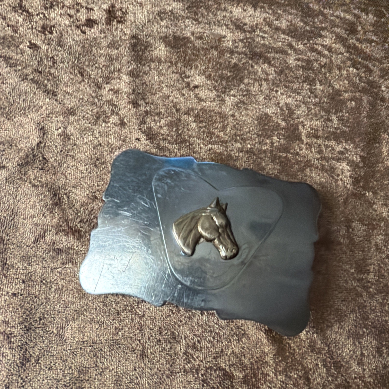 Vintage Rockmount Denver Colorado Nickel Silver Horse Head Western Belt Buckle