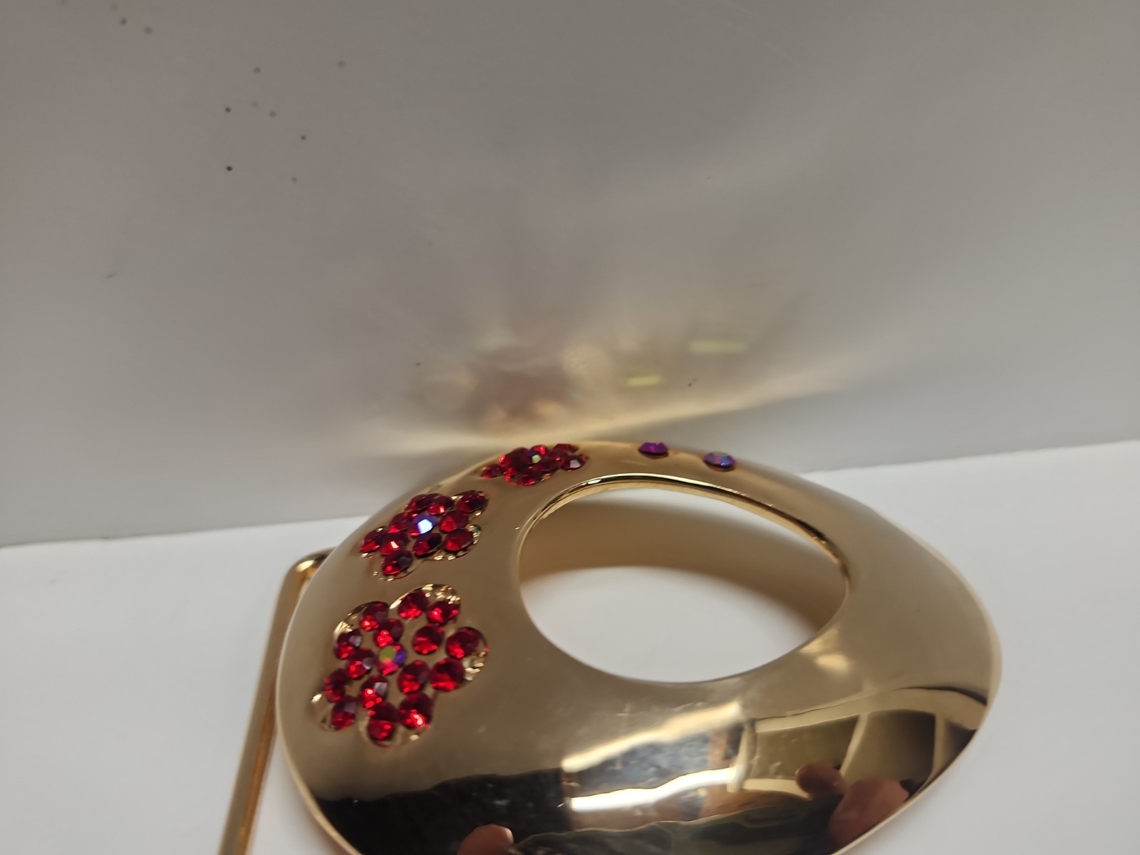 Gold Tone With Red Stone Belt Buckel Flower Design Belt Buckle