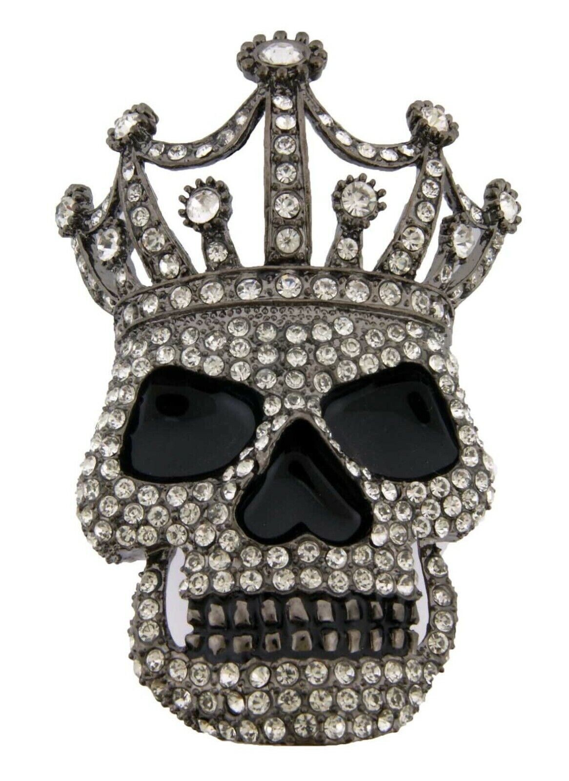 Skull Belt Buckles Gunmetal Crown Men Bling Pirate Sign Halloween Party Costume