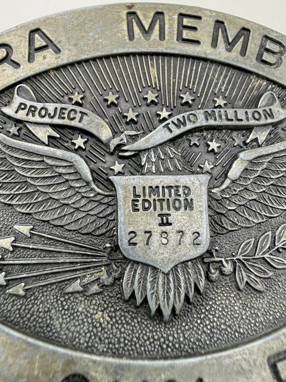 1980s NRA Member Vote Gun Rights Project Two Million Numbered Belt Buckle