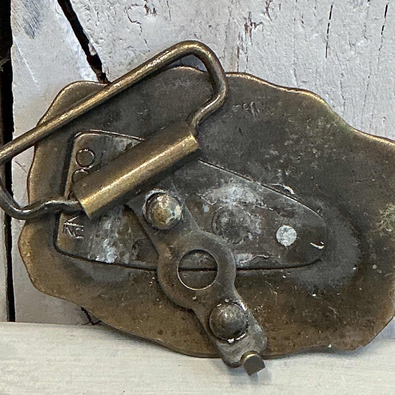 Vintage Oden USA Brass Belt Buckle Dean Name Western Style Needs Repair