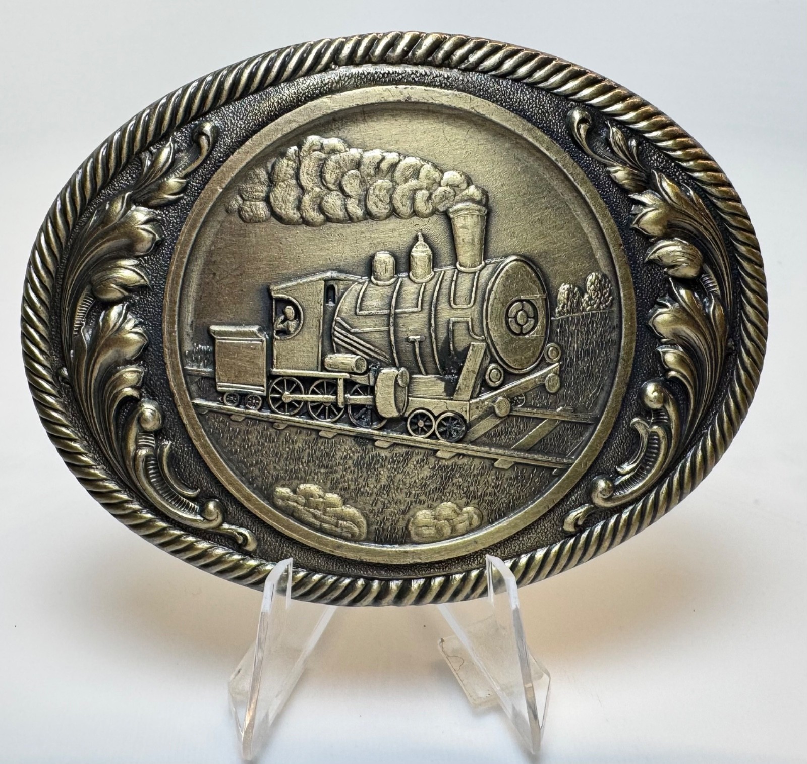 Steam Engine Train Belt Buckle Locomotive Vintage