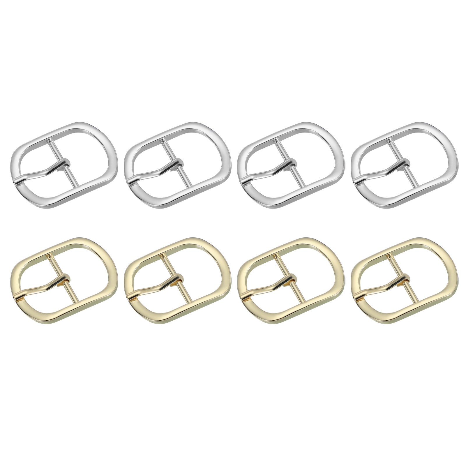 8Pcs 1.3&Prime; Single Prong Metal Roller Pin Belt Buckles Silver/Light Gold