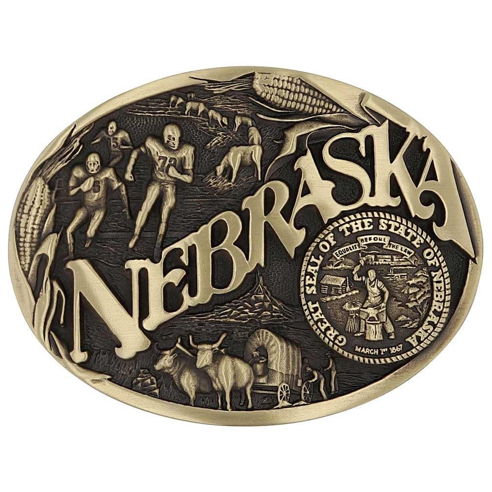 Montana Silversmiths State Heritage Antiqued Oval Brass Western Belt Buckle New