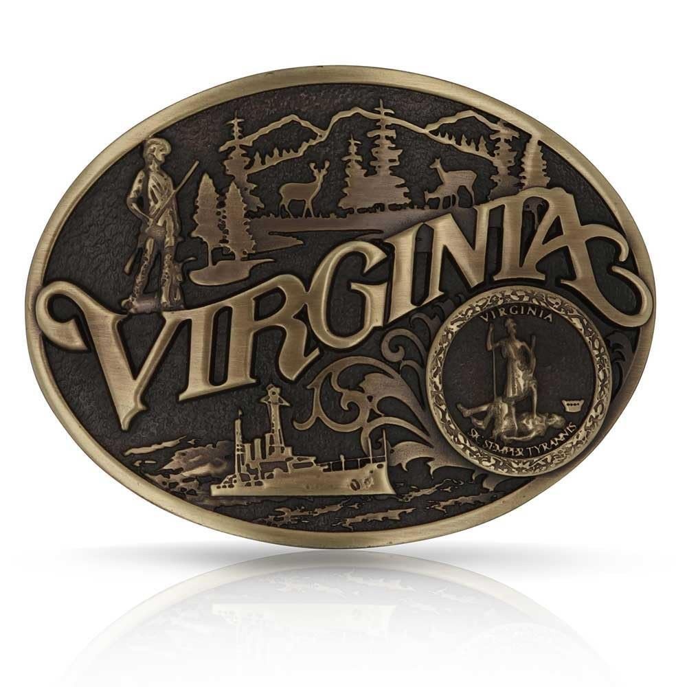 Montana Silversmiths State Heritage Antiqued Oval Brass Western Belt Buckle New