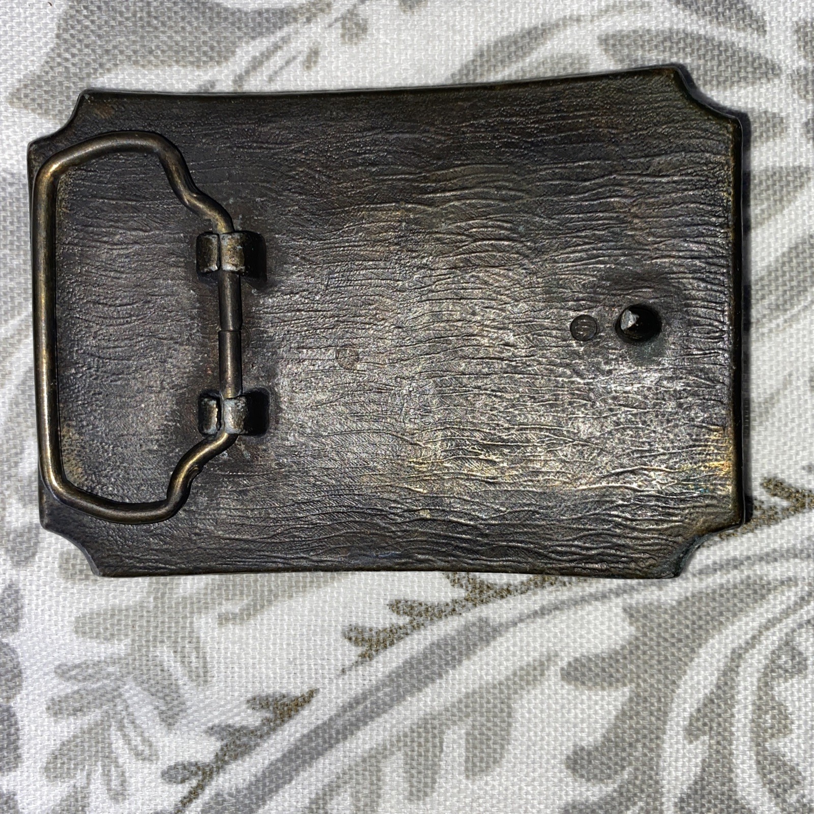 Vtg brass belt buckle western pioneer wagon trail cowboy horse approx 3.5&Prime;x2.5&Prime;