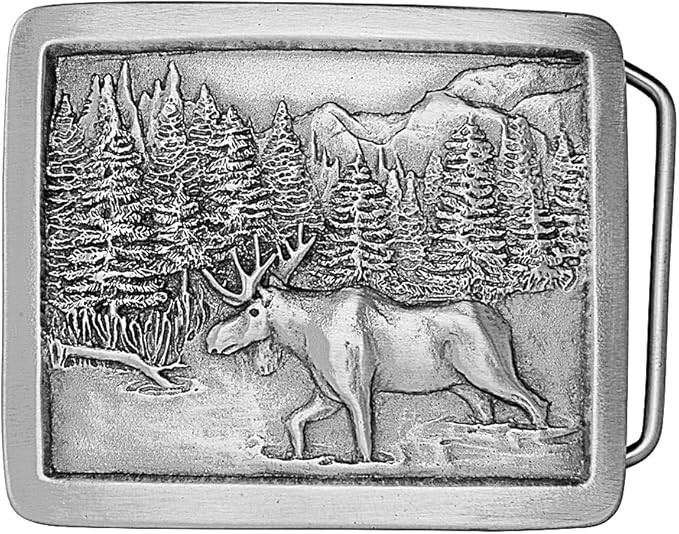 Vintage 1970s Design Solid Pewter Moose Belt Buckle – USA Made