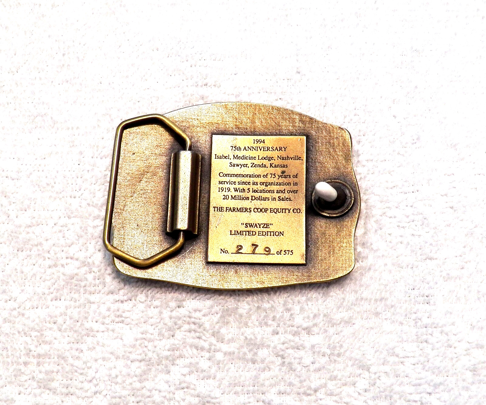 CLASSIC BELT BUCKLE 1991 FARMERS COOP EQUITY CO « SWAZEY » LMT ED #201 OF 700 BB17