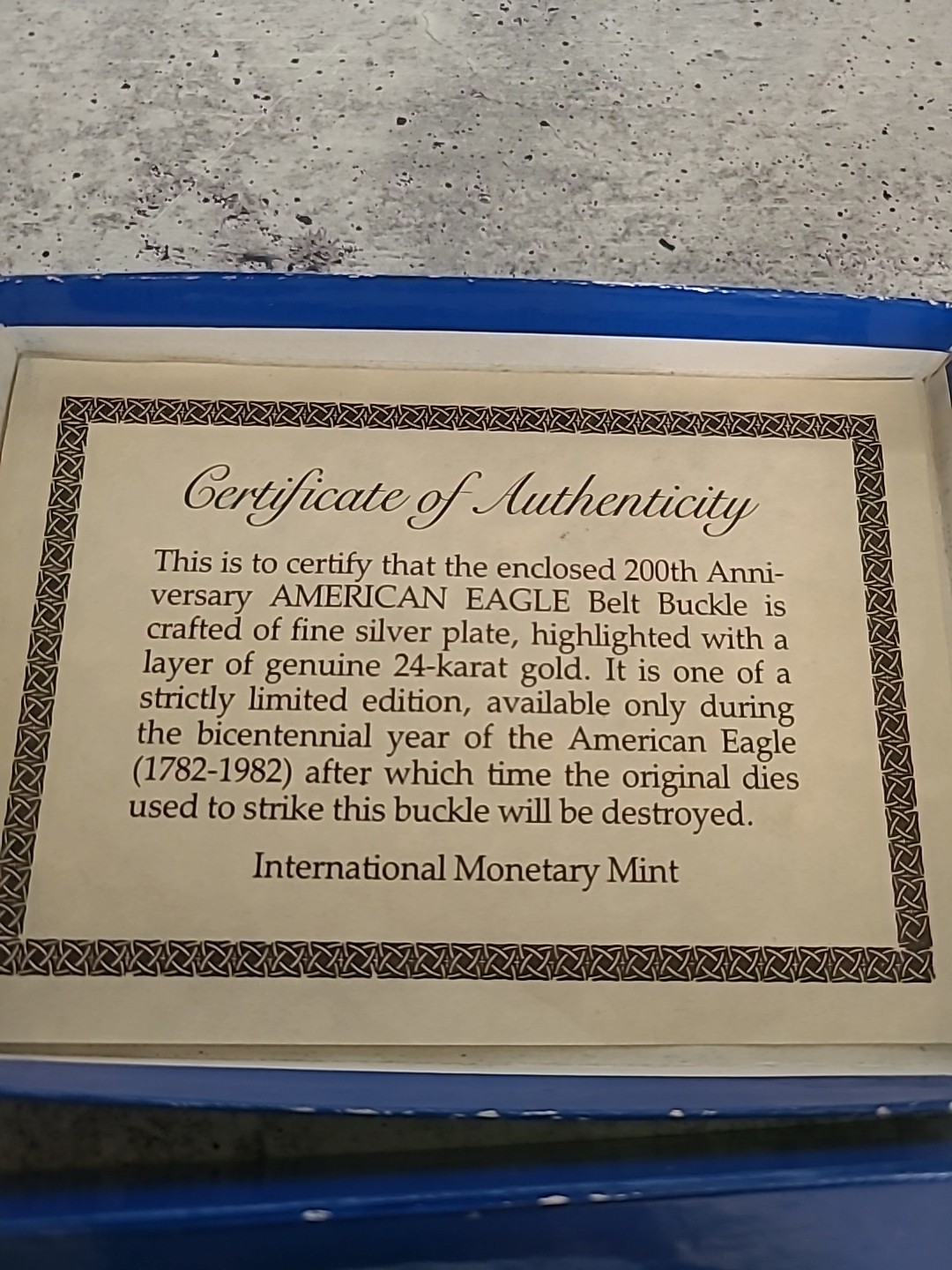 American Eagle Limited Ed. 24K Gold & Silver Plated Belt Buckle In Box NEW A
