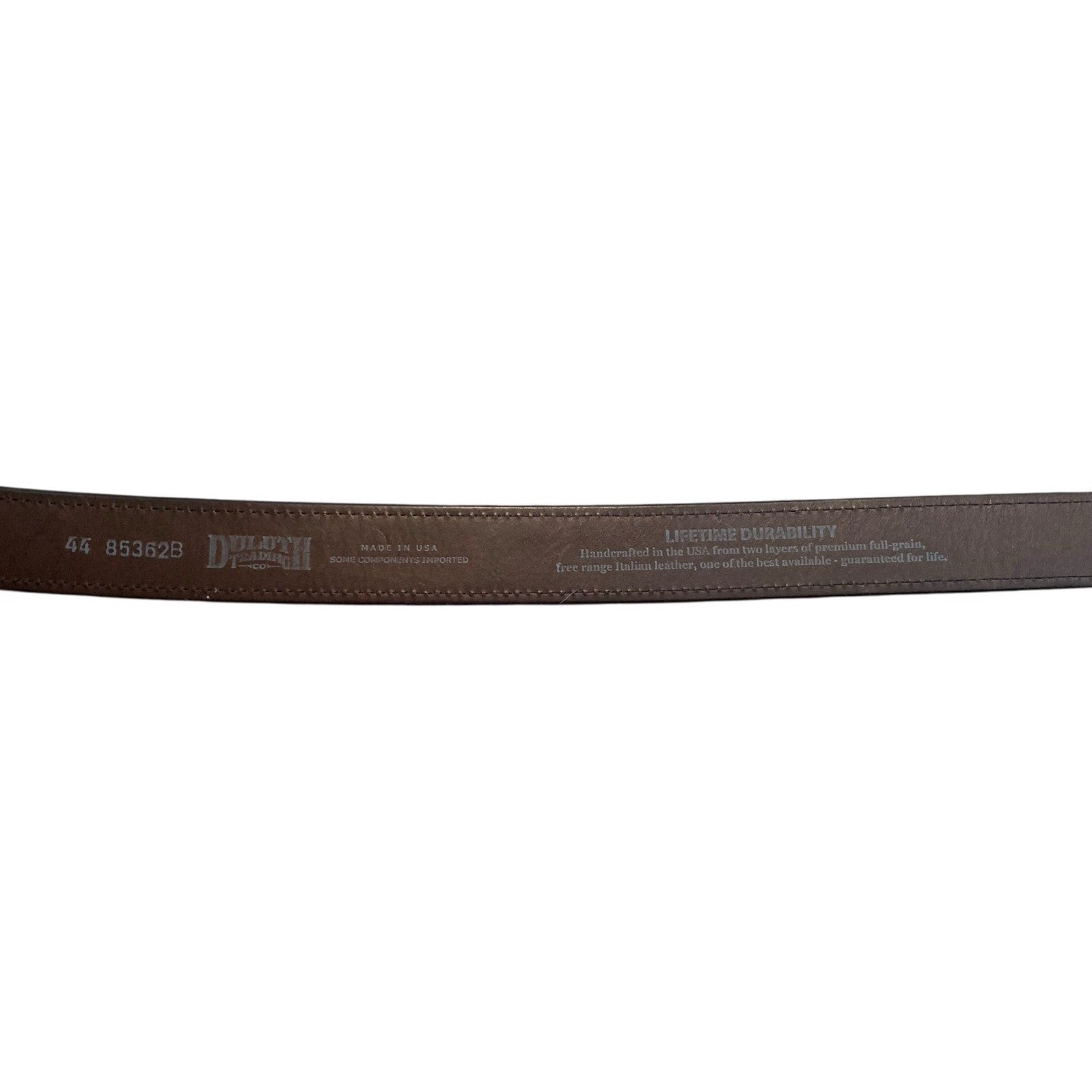 Duluth Trading Co Men&rsquo;s Lifetime Leather Belt 44 Brown Brass Buckle Heavy Duty