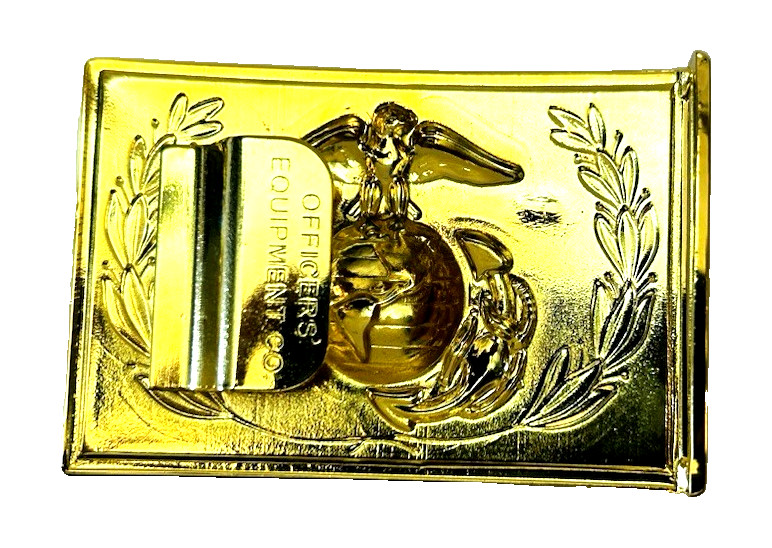 USMC Marine Corps Officers&rsquo; Equipment Company Gold Toned Belt Buckle EGA USA