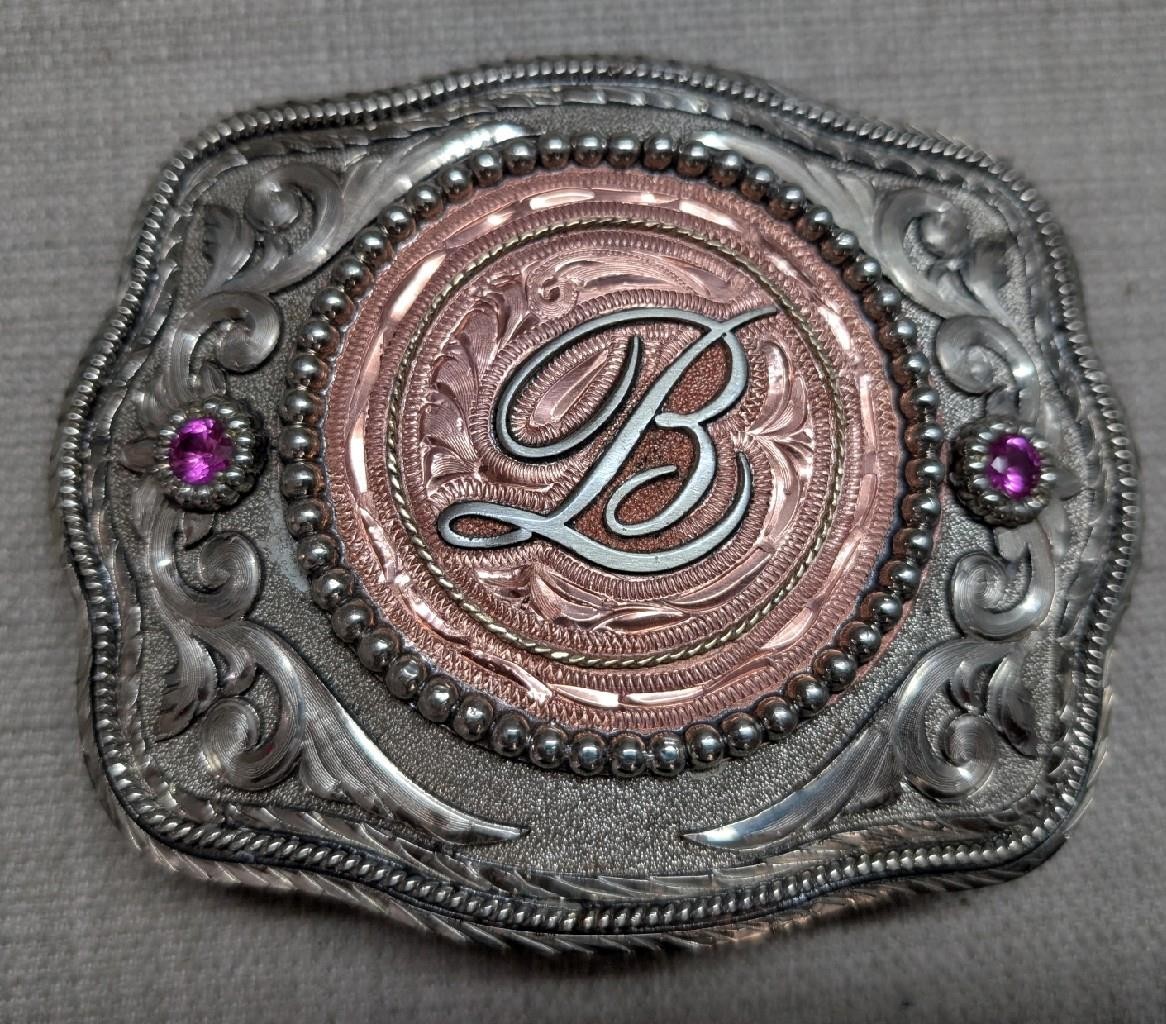 vintage RRR belt buckle OVERSIZED western cowboy BARAJAS rodeo ready ranchwear