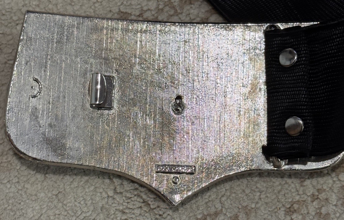 ACCESSOCRAFT SILVER TONE AND FAUX BLACK LEATHER EAGLE BELT BUCKLE BLACK BELT