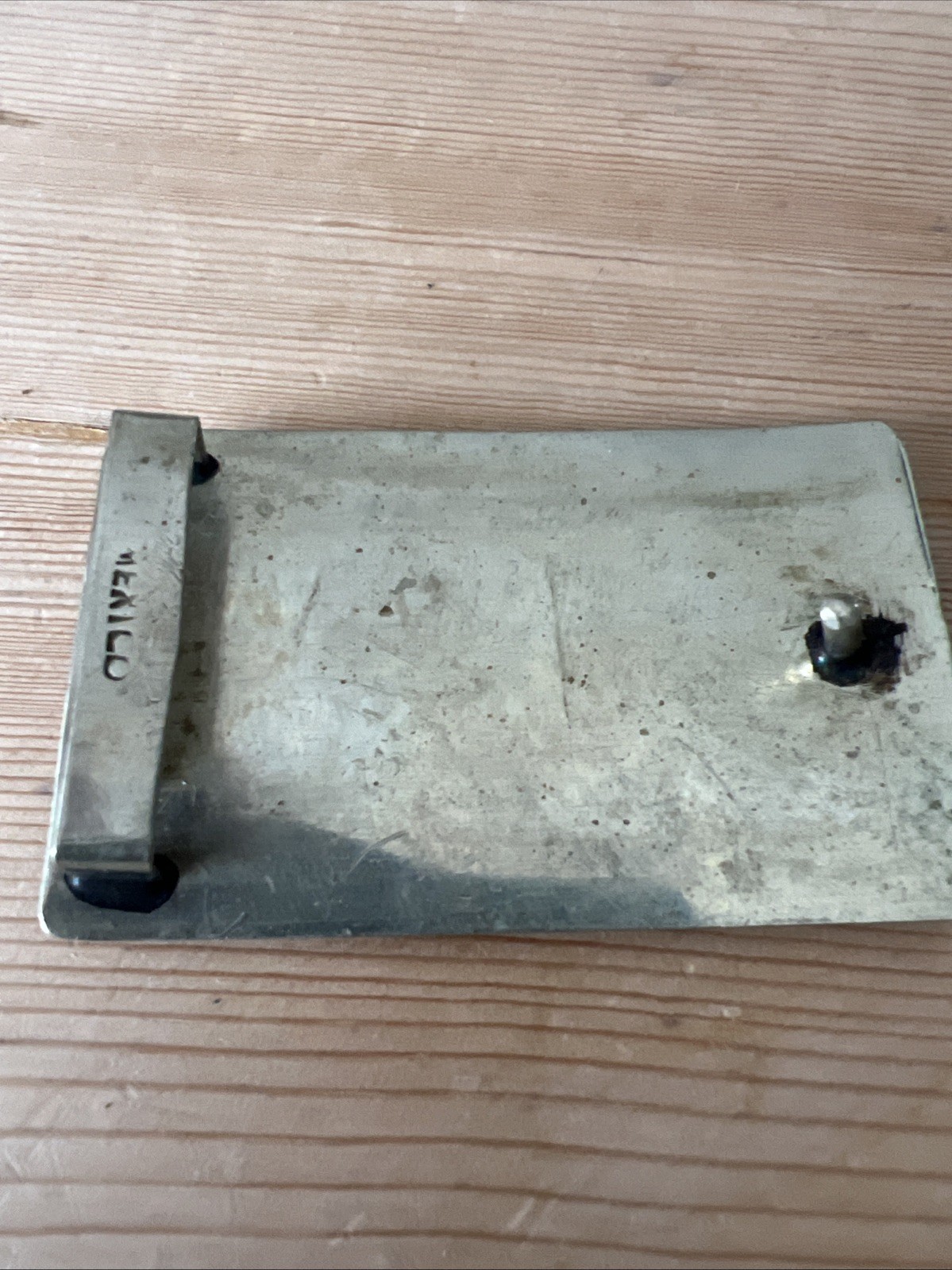 Vintage Silver Small Handmade Mexican Peso 1965 Belt Buckle Stamped