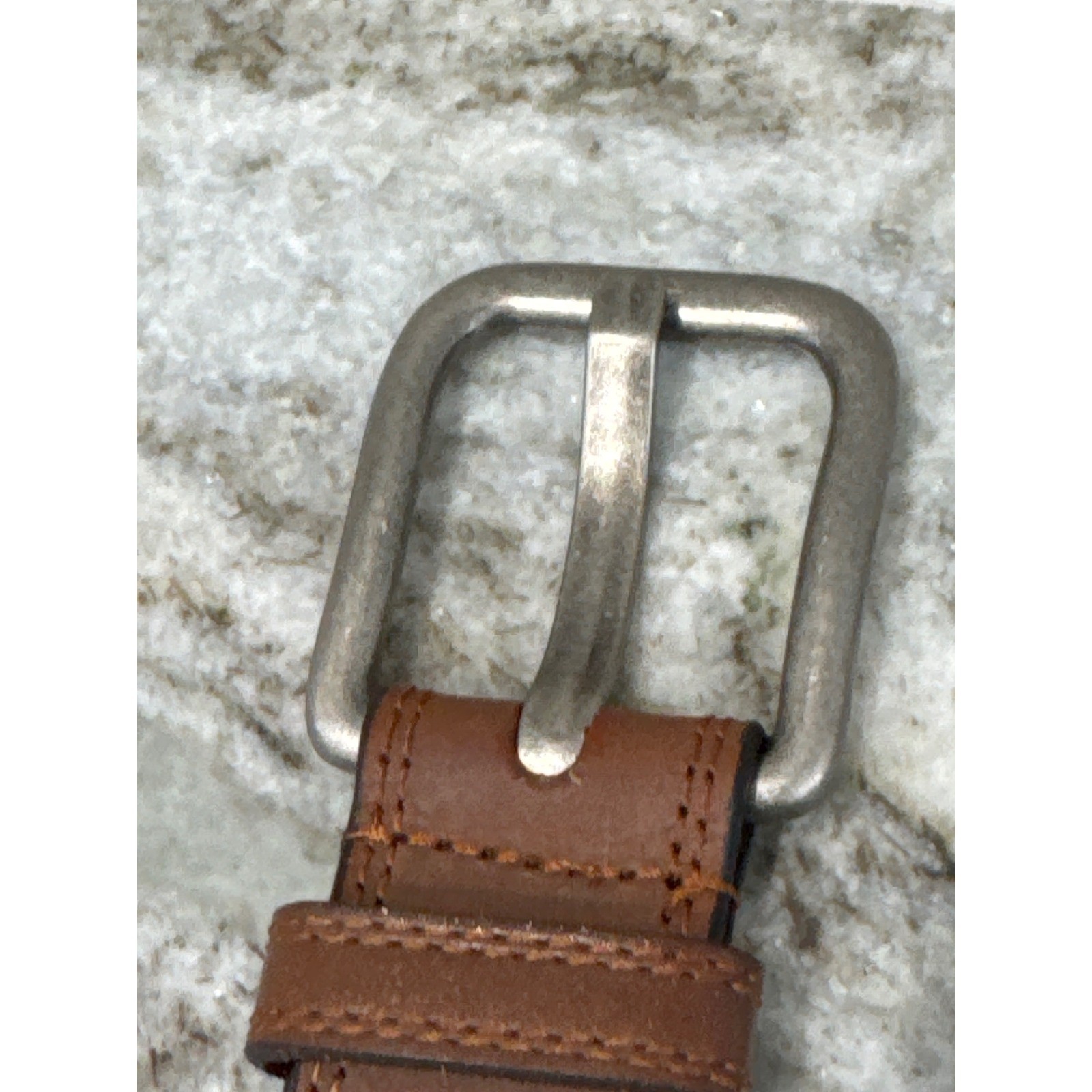 Men&rsquo;s brown leather belt featuring a prominent woven-inlay pattern size 44