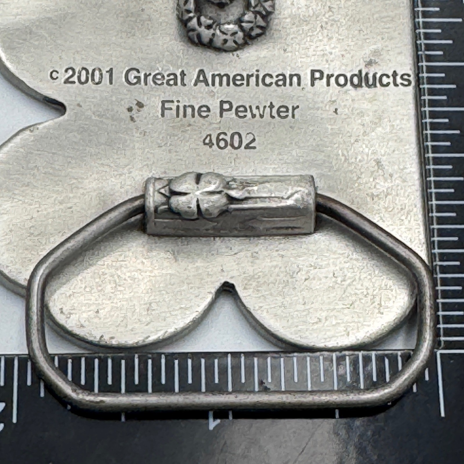Great American Products 2001 Green Four Leaf Clover Fine Pewter Belt Buckle 4602