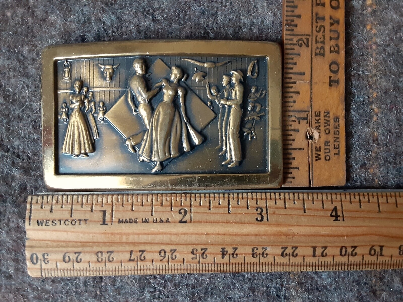 vintage Copper? Belt Buckle western cowboy Square Dancing Hoedown