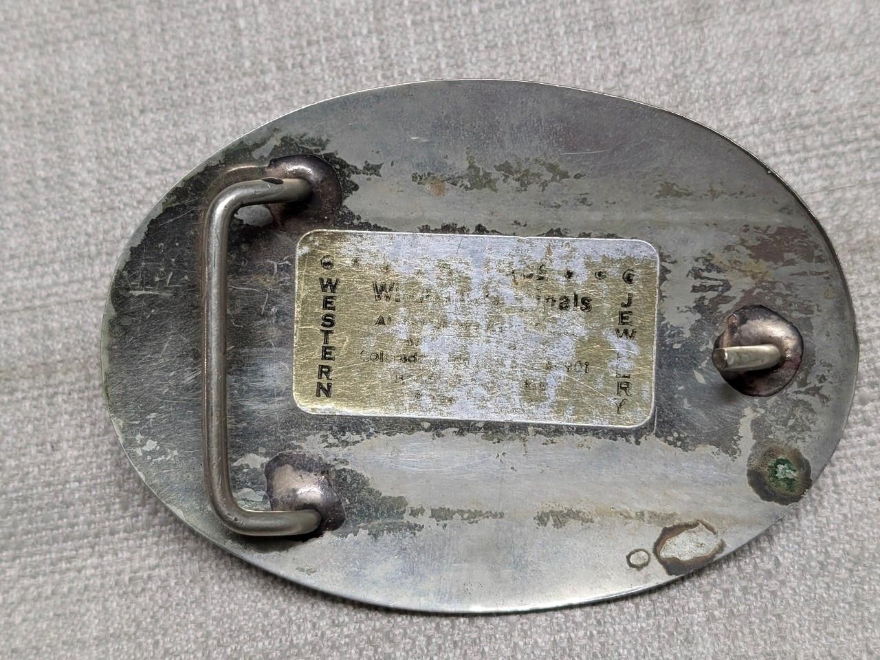 vintage HANDCRAFTED belt buckle FISHING western jewelry BASS german silver